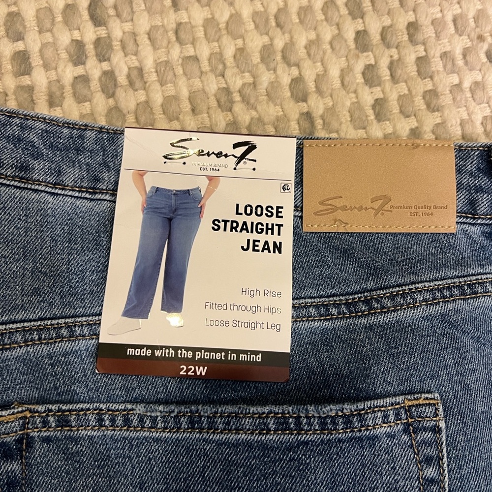 Seven7 NEW Loose Straight Leg Jean Women 22W Denim High Rise Authentic - Picture 2 of 8